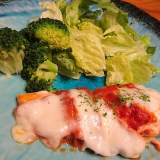 鮭のピザ風チーズ焼き